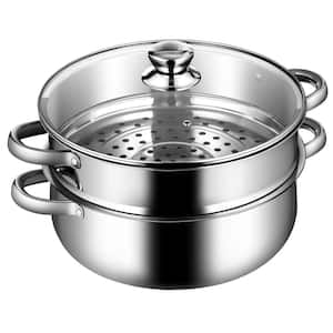 2-Tier 9.5 qt. Stainless Steel Steamer Pot Cookware Boiler with 4.2 qt steamer insert and Lid