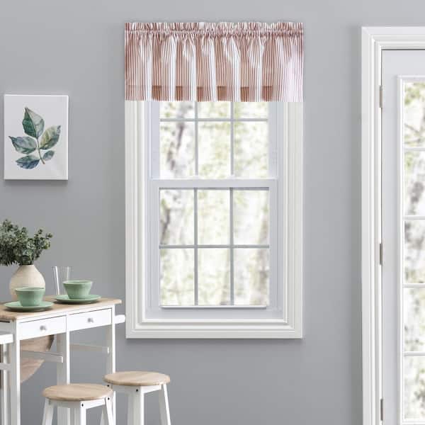 Ellis Curtain Plaza Stripe 15 in. L Polyester/Cotton Tailored Valance in Brick