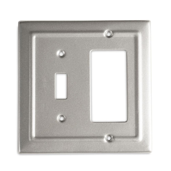 Monarch Abode Architectural 2-Gang 1-Toggle/1-Decorator/Rocker Wall Plate (Pewter)