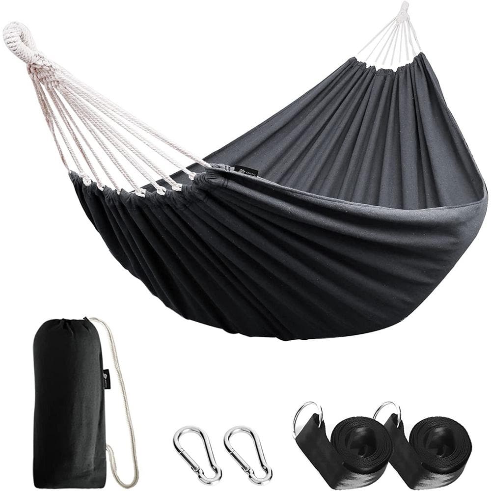9 ft. 2 Person Cotton Hammock Comfortable Fabric Hammock with Tree Portable