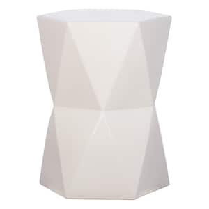 22 in. White Ceramic Matrix Hex Indoor/Outdoor Stool/Accent Table