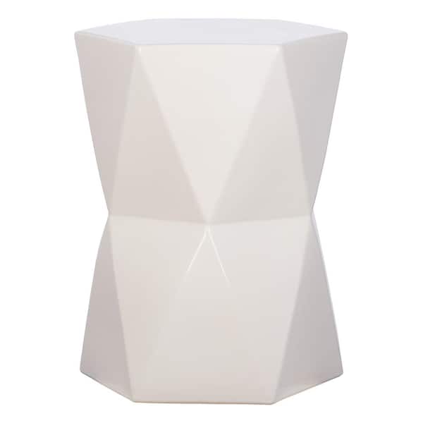 Emissary Matrix 22 in. H White Hexagon Ceramic Garden Stool