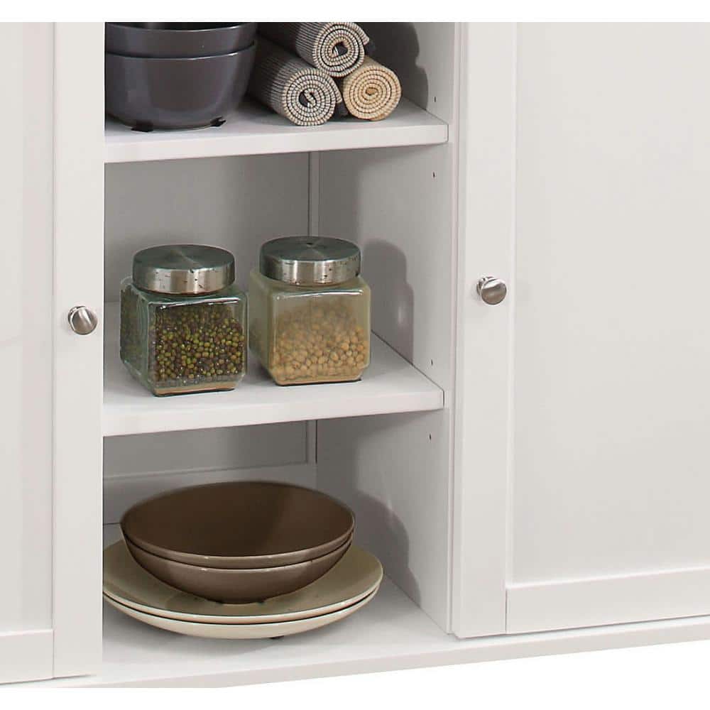 Charming Cottage-Style Natural & White Kitchen Cart with Wine Storage