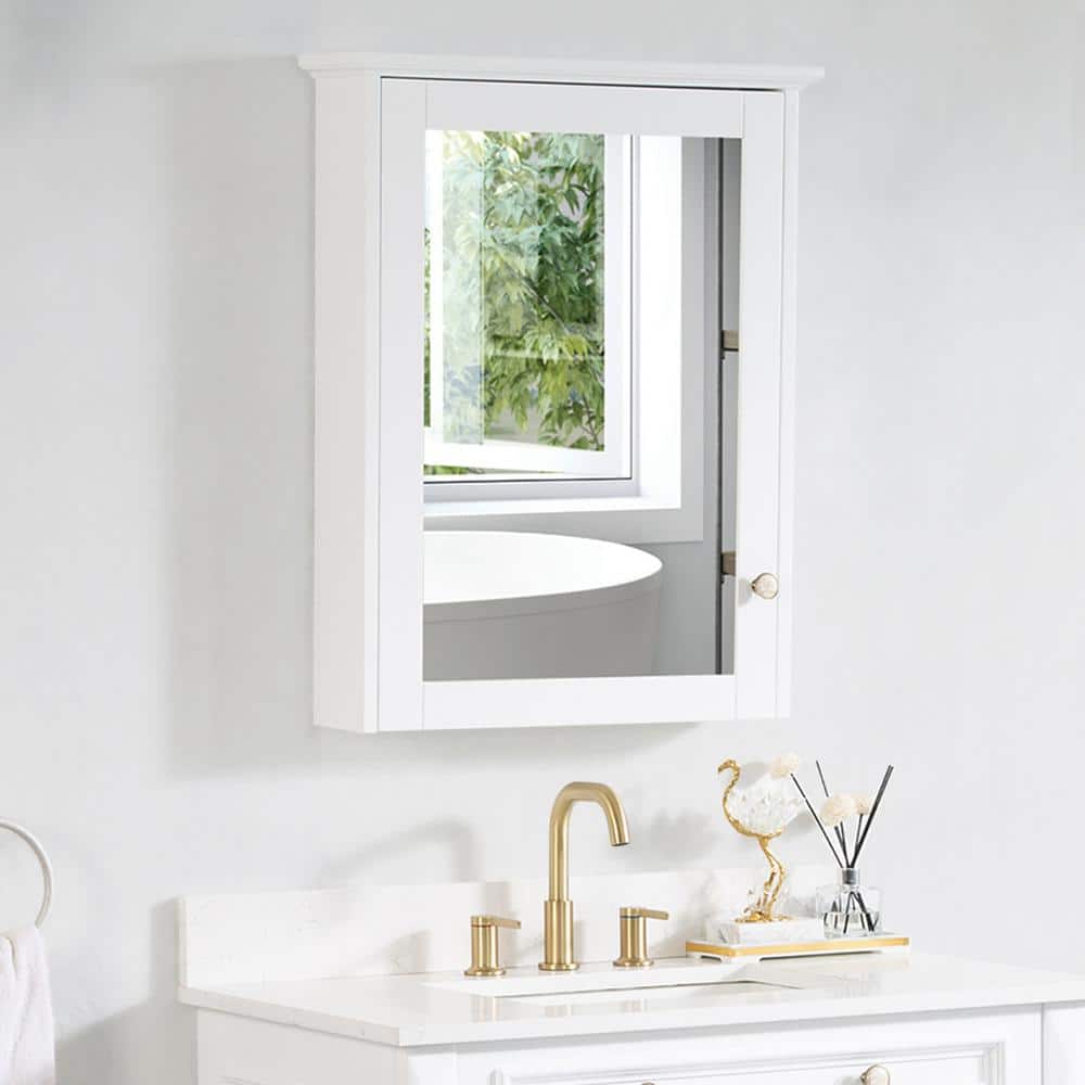 WELLFOR 24 in. W x 30 in. H Medium Rectangular White Wood