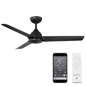 Mocha 54 in. Indoor/Outdoor Matte Black 3-Blade Smart Compatible Ceiling Fan with Remote Control