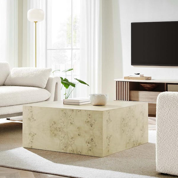 MODWAY Cosmos 36 in. Square Burl Wood Coffee Table in