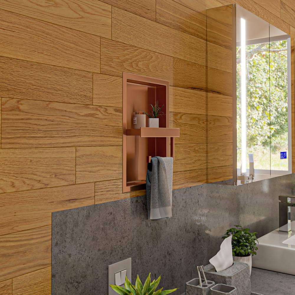 Brushed Copper Stainless Steel Recessed Toilet Paper Holder Niche