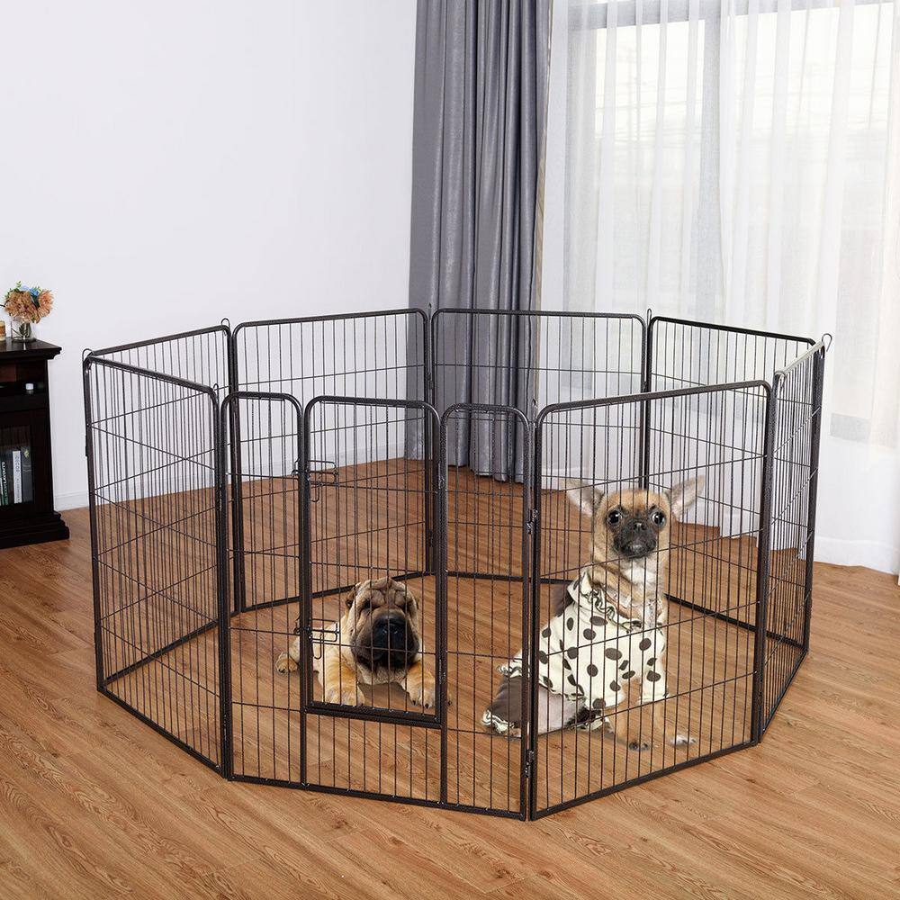 Heavy Duty Black Metal 40" Pet Playpen with Door