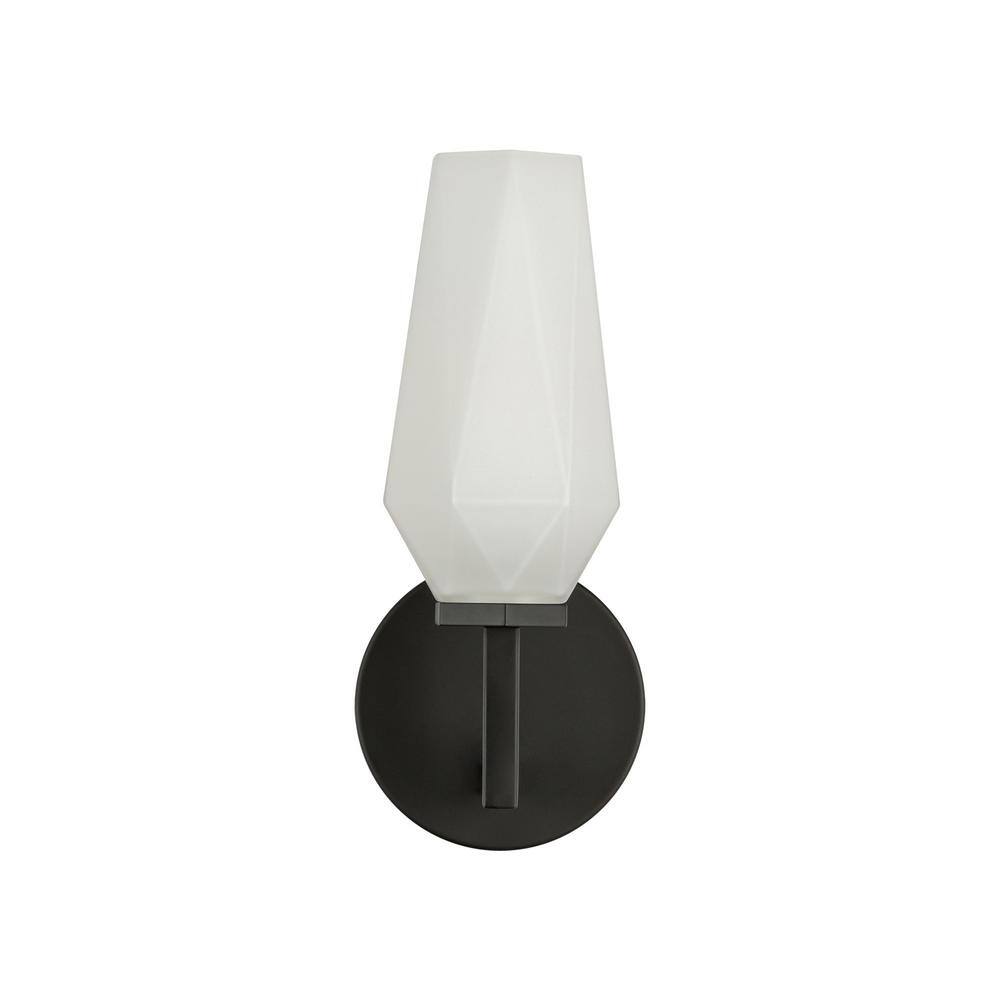 Krysta Matte Black and Opal Glass 2-Light Vanity Light