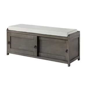 19.3'' H x 46.8'' W x 15.3'' D Grey Manufactured Wood StorageBedroom Bench with 2 Cabinets can be seated