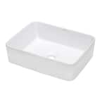 19 in. Rectangular Above Vanity Counter Bathroom Porcelain Ceramic Vessel Sink in White