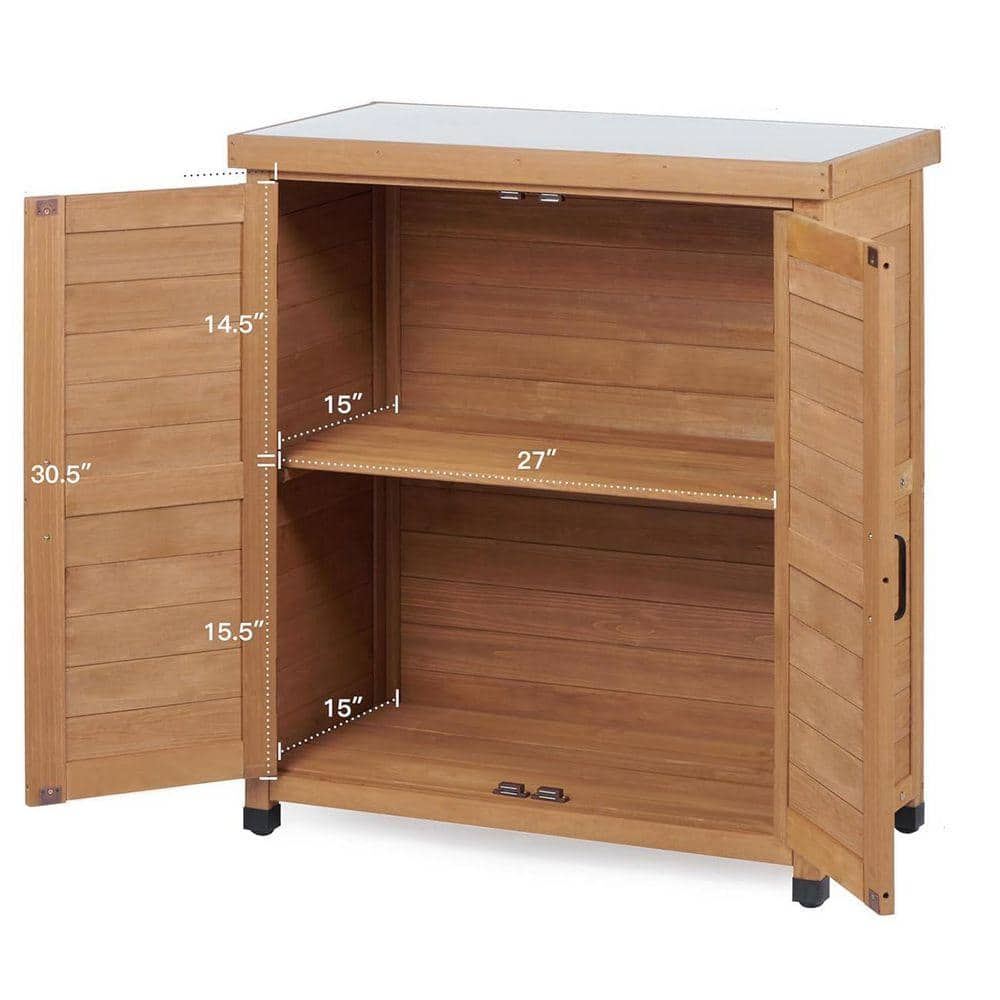 Outdoor Potting Bench with Storage and Metal Top : Wooden Workstation for Patio/Garden (Light Brown, 31 x 17 x 36 in.) price history on PriceWatchPro