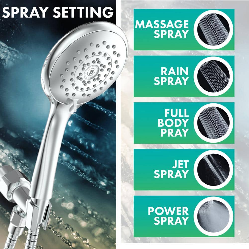 HealthGuard Chrome Handheld Shower Head with Adjustable Spray