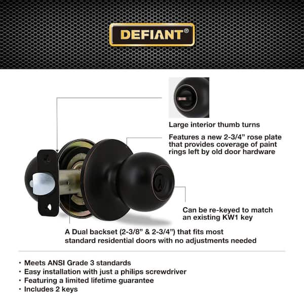 Defiant Saturn Aged Bronze Keyed Entry Door Knob 32T3X700B - The