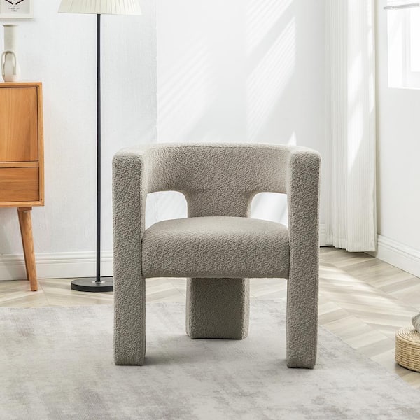 Oatmeal 28 in. Wide Boucle Upholstered Square Arm Chair