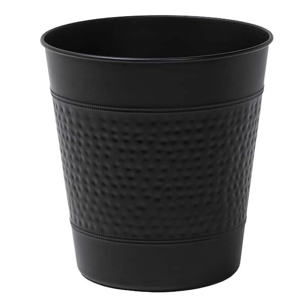 Riley Modern Classic Hammered Steel Accent 2 Gal. Wastebasket, Matte Black