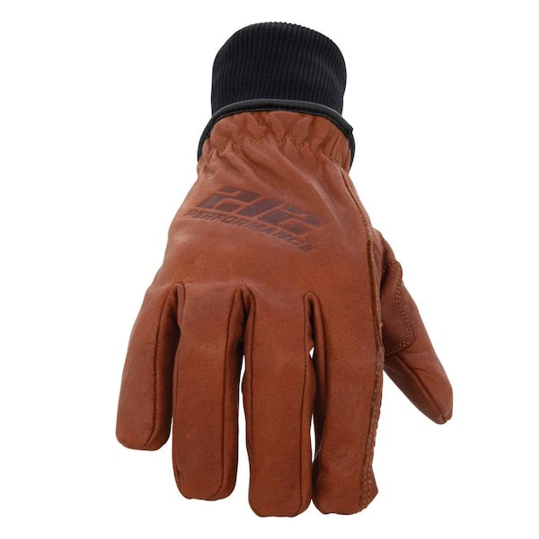 2 Pairs WORK FORCE  LEATHER WINTER FLEECE LINED Driver Work GLOVES 