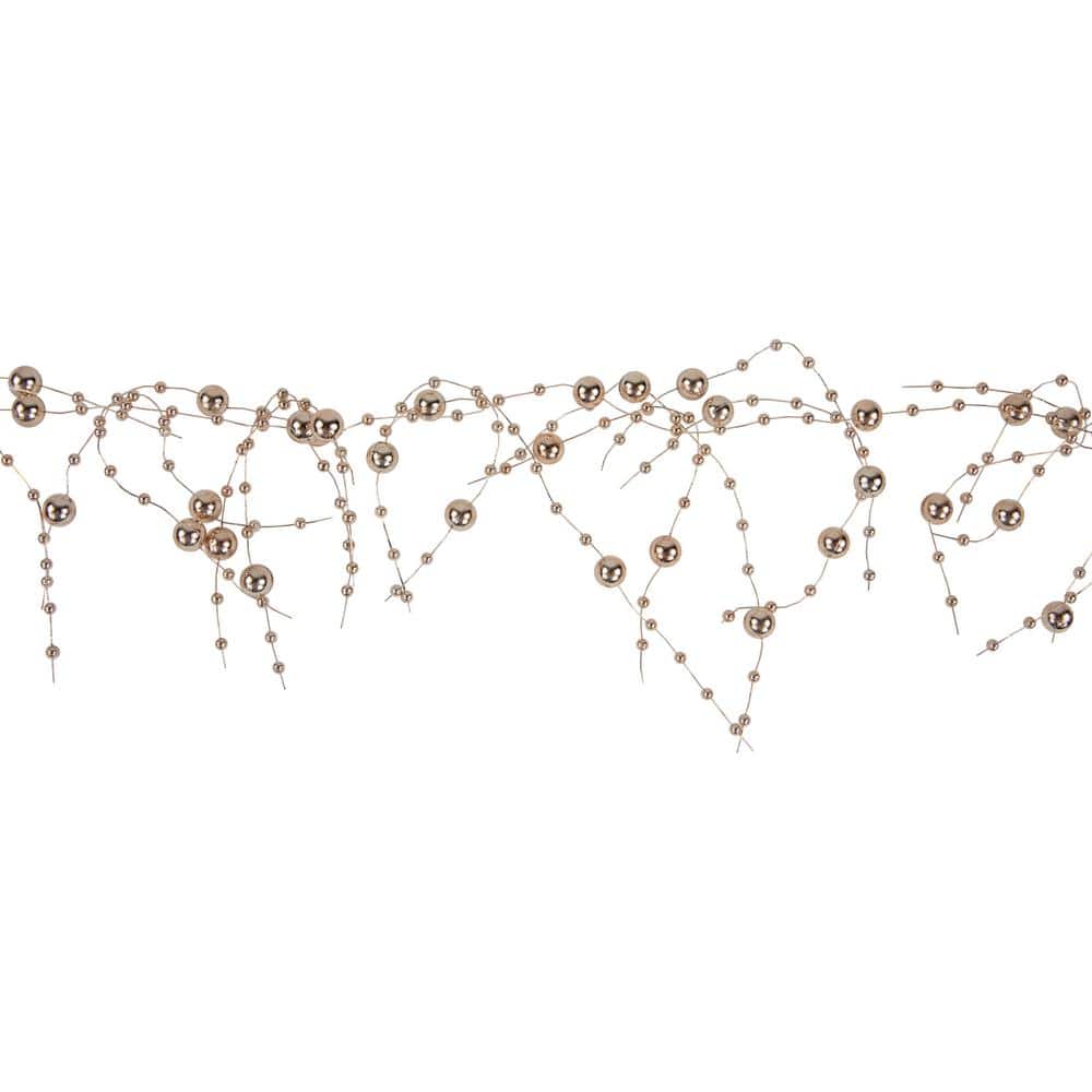 Metallic Rose Gold Beaded Christmas Garland for Outdoor Decor
