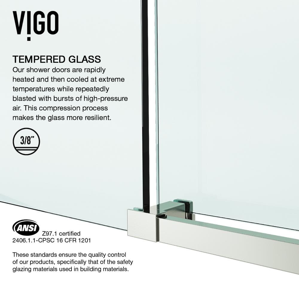 Elan E-Class 44-48" Frameless Sliding Shower Door with Clear Glass