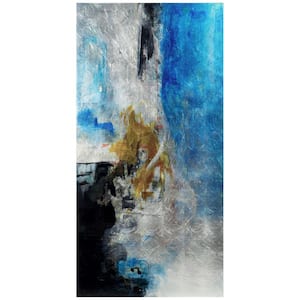 Interplay Abstract II Abstract Unframed Reverse Printed on Tempered Glass with Silver Leaf Wall Art 36 in. x 72 in.