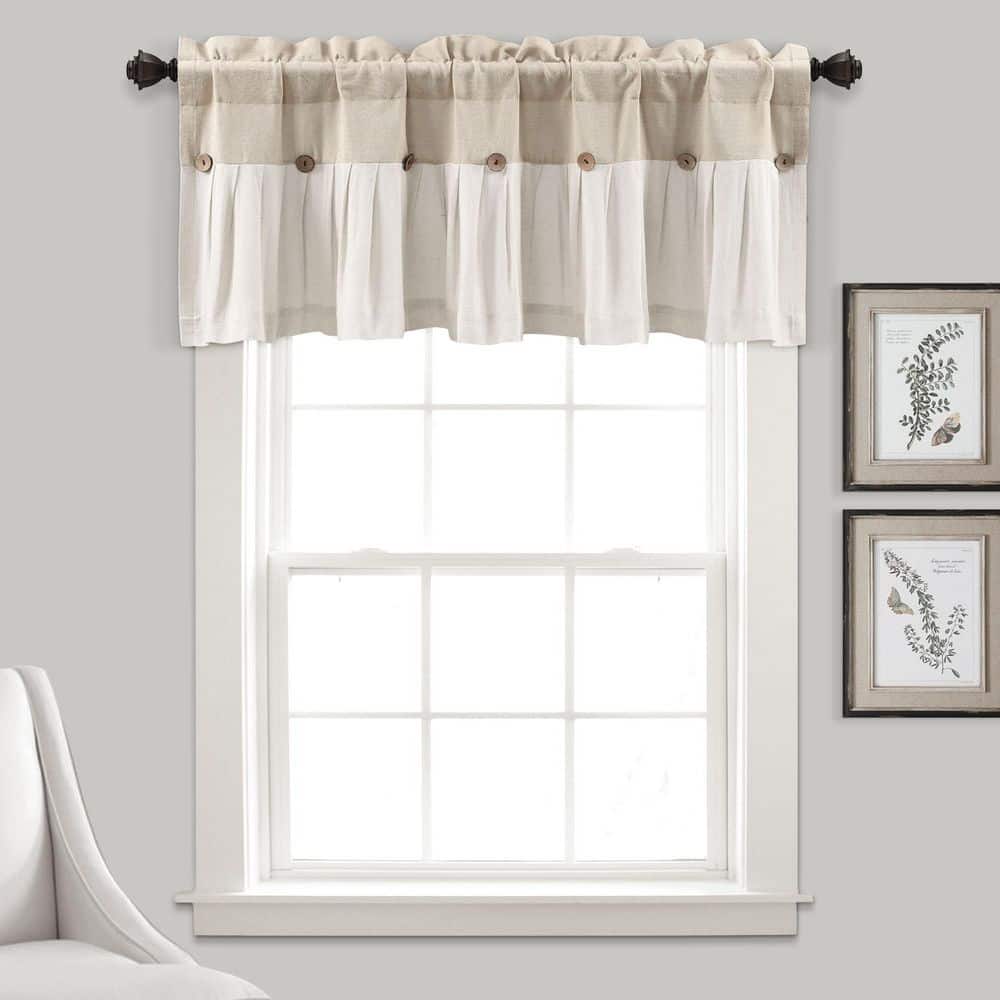 Linen Button Pleated Rod Pocket Window Valance