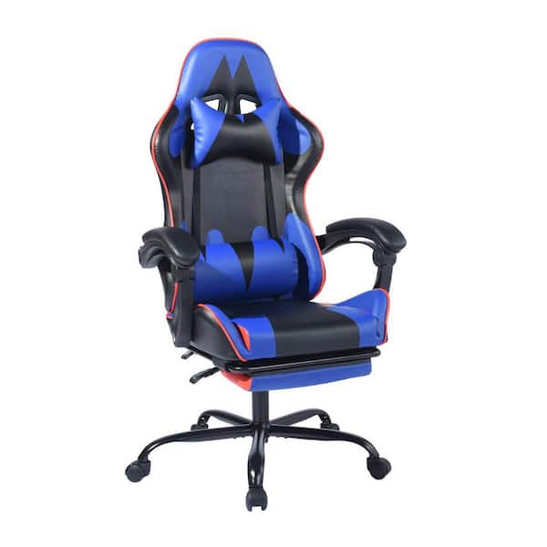 FurnitureR Itools Blue Lumber Footrest Gaming Chair Recliner