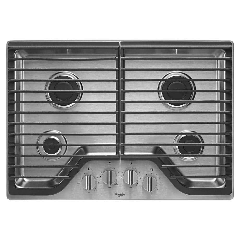 Whirlpool 30 in. Gas Cooktop in Stainless Steel with 4 Burners