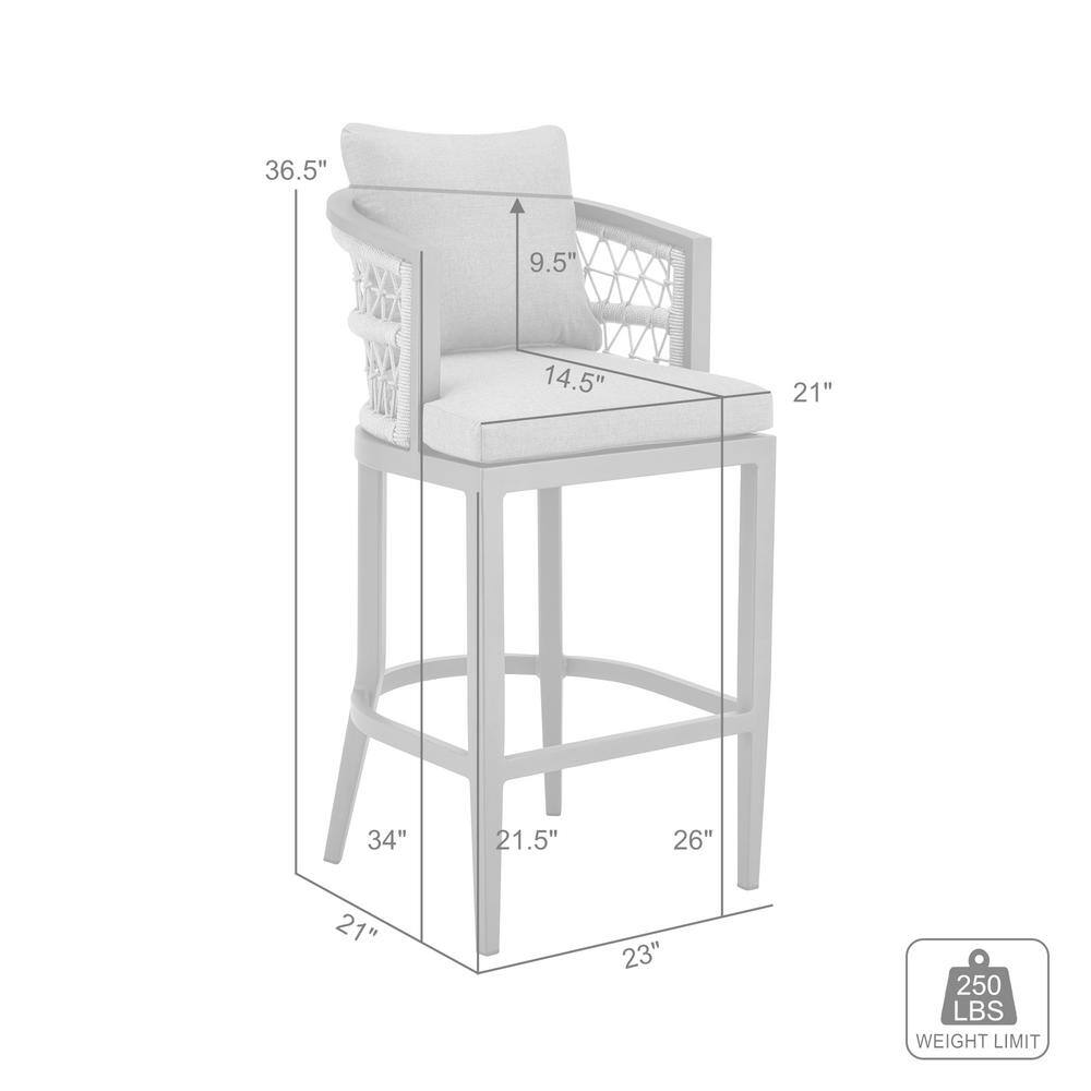 Zella Gray Aluminum Outdoor Counter Stool with Cushions
