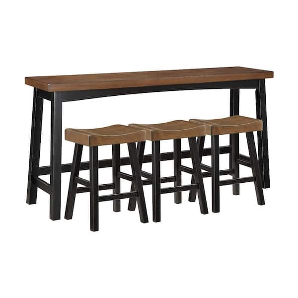 Benjara Casy 36.5 in. H Black and Brown Rectangle Counter Height