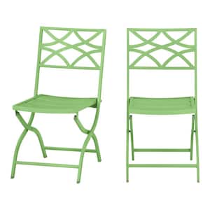 Mix and Match Metal Folding Outdoor Dining Chair in Grass (2-Pack)