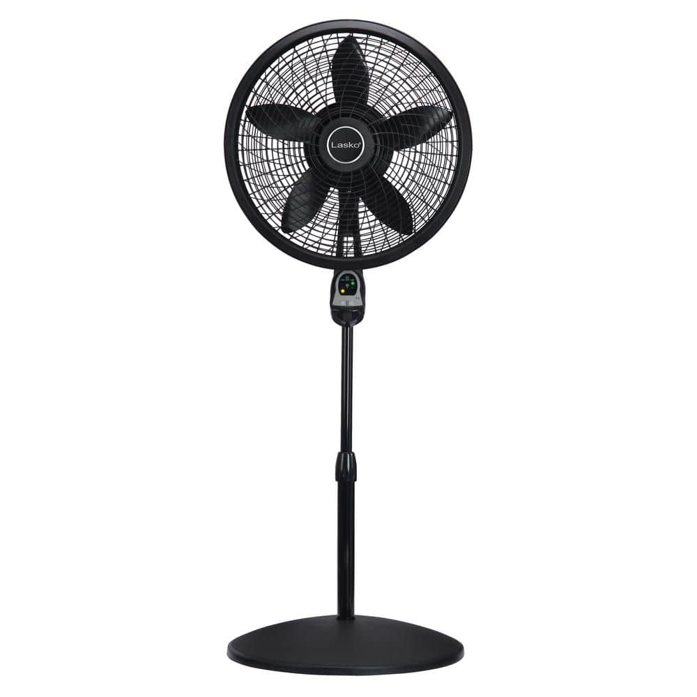 Black 54" Adjustable Height Oscillating Pedestal Fan with Remote