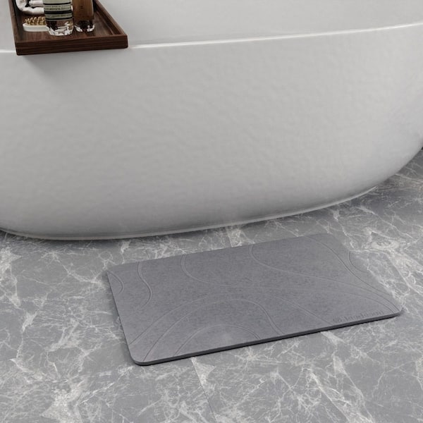 15.4 in. x 23.6 in. Diatomaceous Earth Bathroom Mat, Super Absorbent Quick Drying Bathroom Floor Mat, Dark Gray