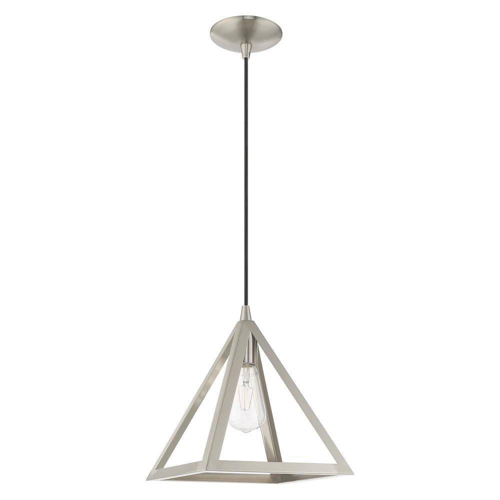 Brushed Nickel Mini Pendant Light with Geometric Shade