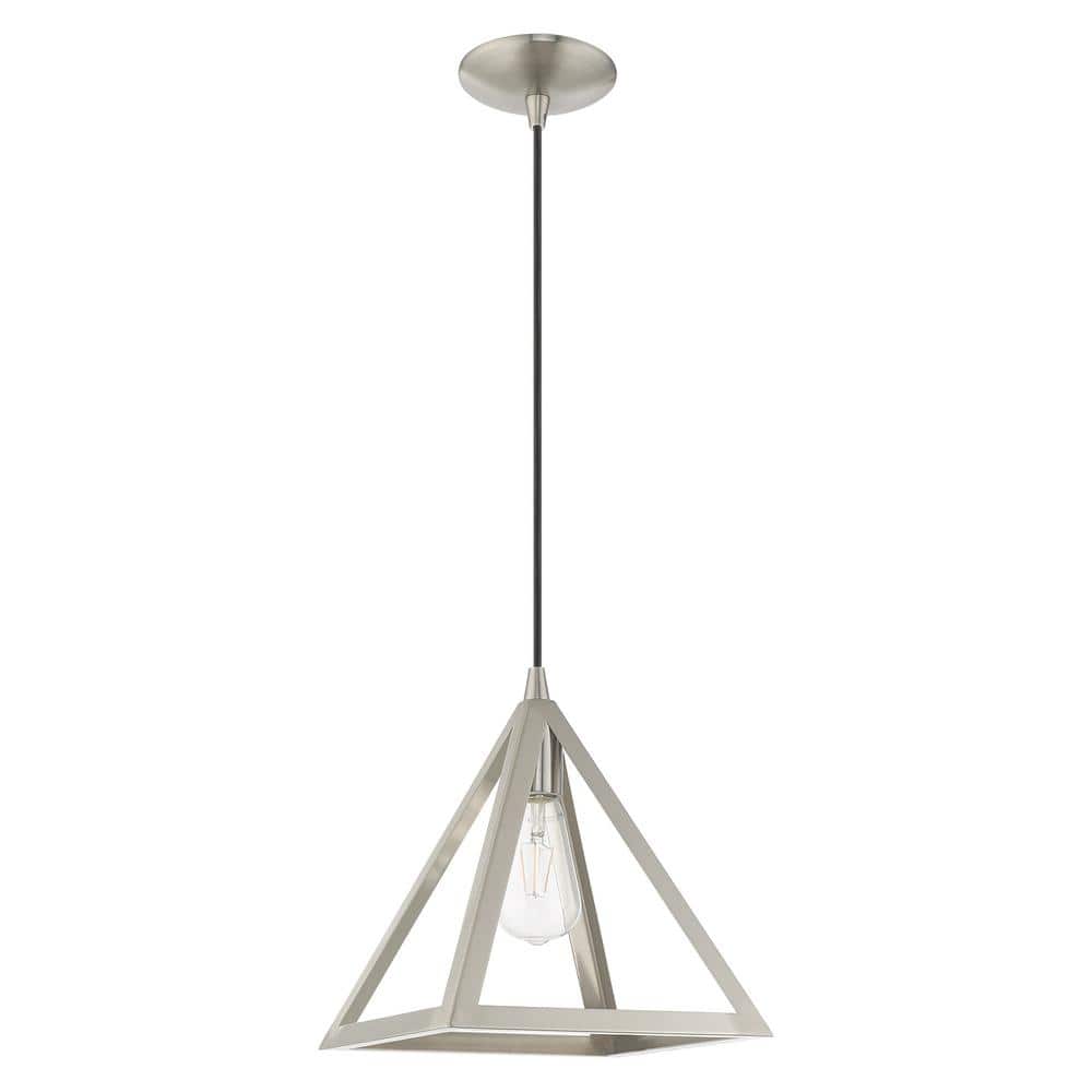 Brushed Nickel Mini Pendant Light with Geometric Shade