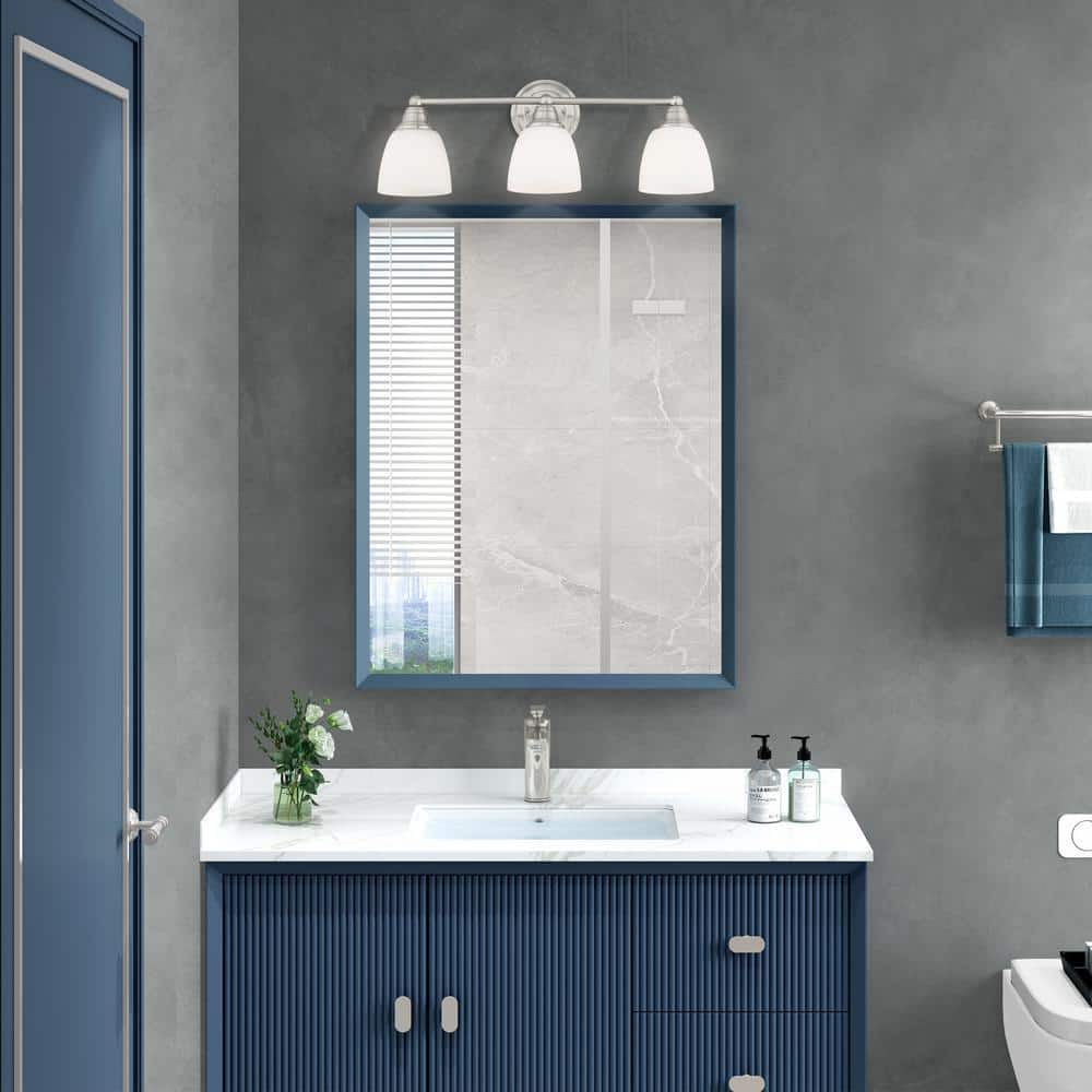 Somerville 23" Brushed Nickel 3-Light Vanity with Satin Opal White Glass