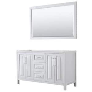 Daria 59 in. Double Bathroom Vanity Cabinet Only with 58 in. Mirror in White