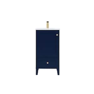 Timeless Home 18 in. W x 19 in. D x 34 in. H Single Bathroom Vanity in Blue with Calacatta Engineered Stone
