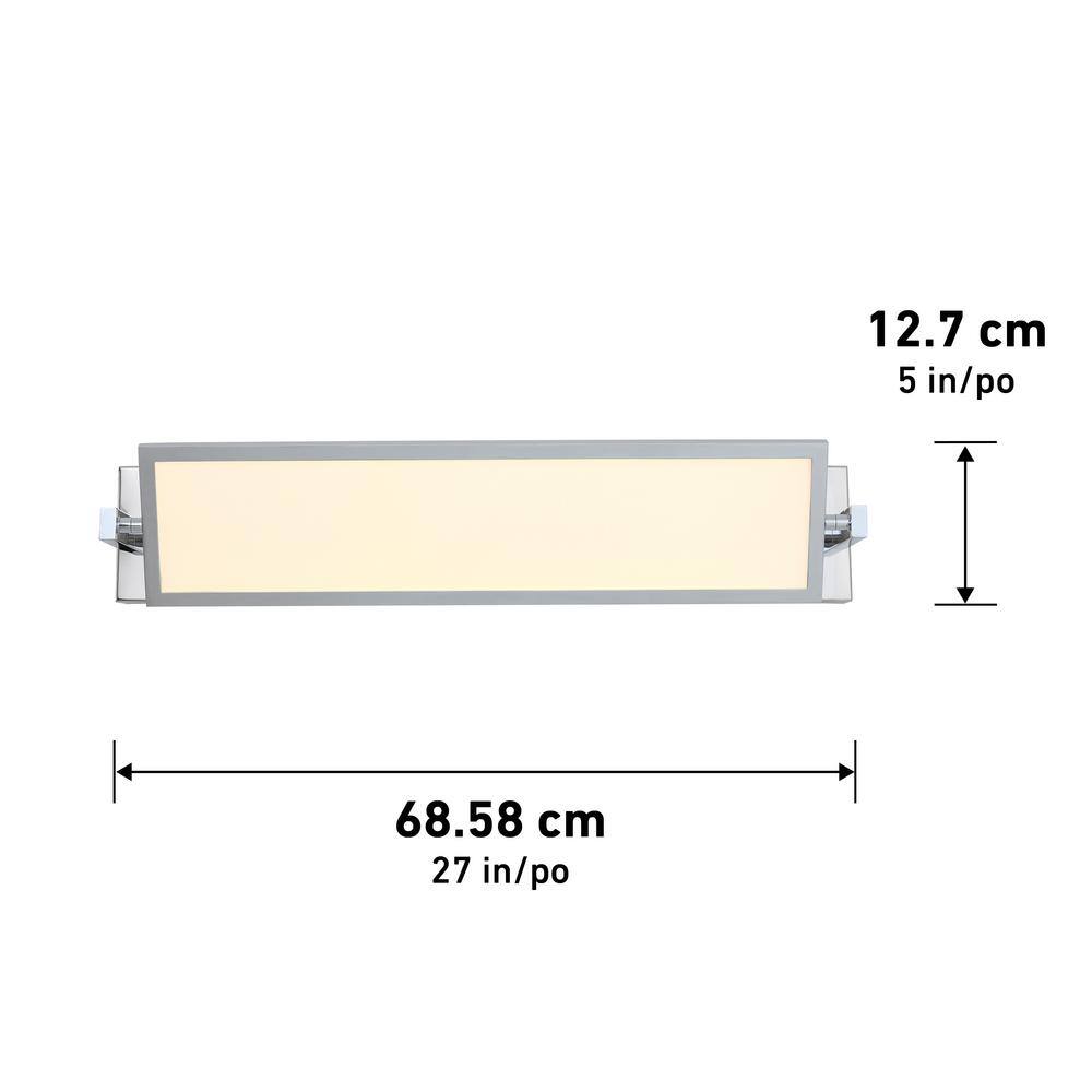 Chrome Flat Panel LED Vanity Light with Integrated LED