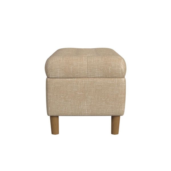 Homepop Light Tan Button Tufted Cream 40 in Bedroom Bench Backless