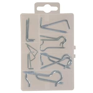 Zinc Square Bend Hook Assorted Kit (16-Pack)