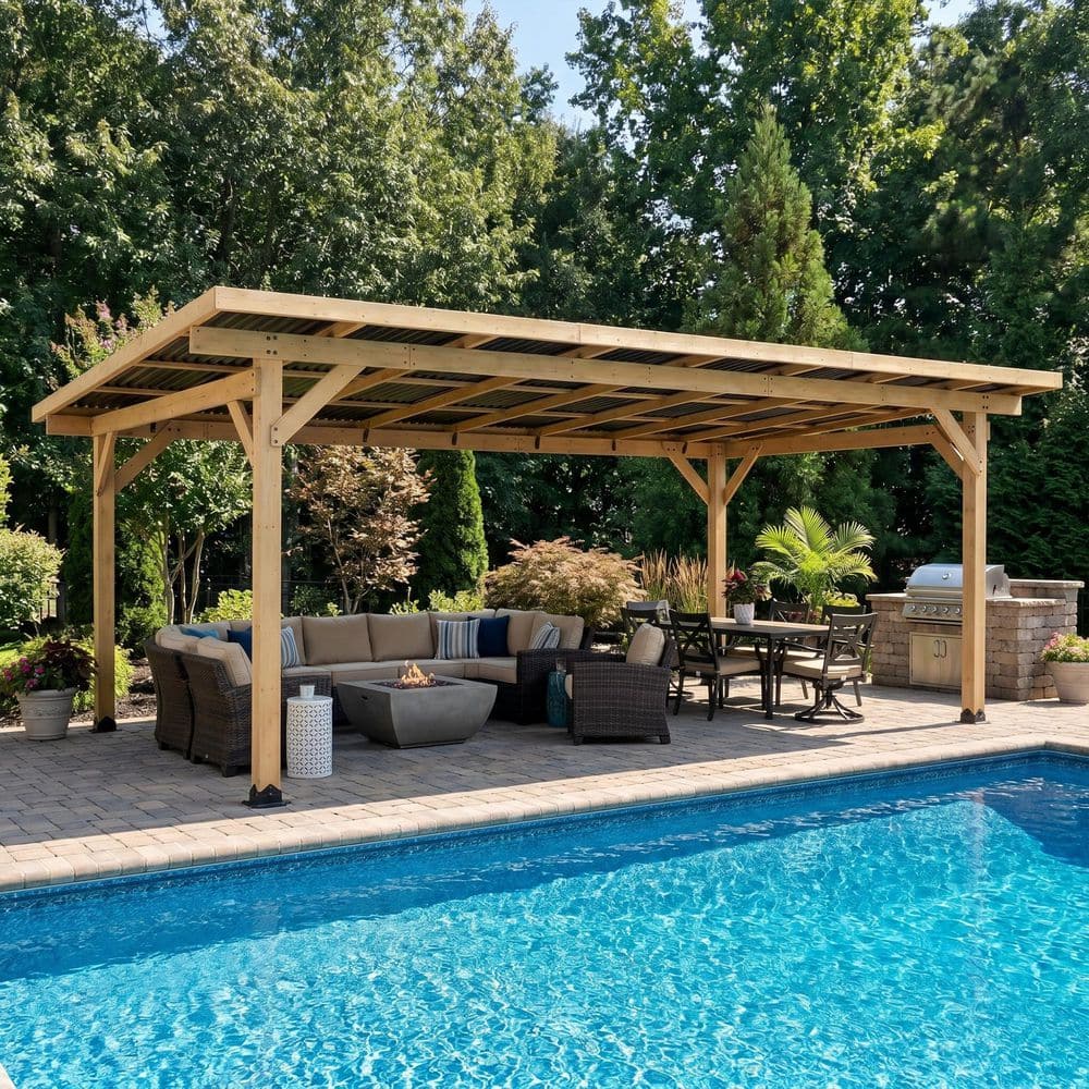 Kingdely 10 ft. x 17 ft. Natural Cedar Wood Gazebo in Natural Wood