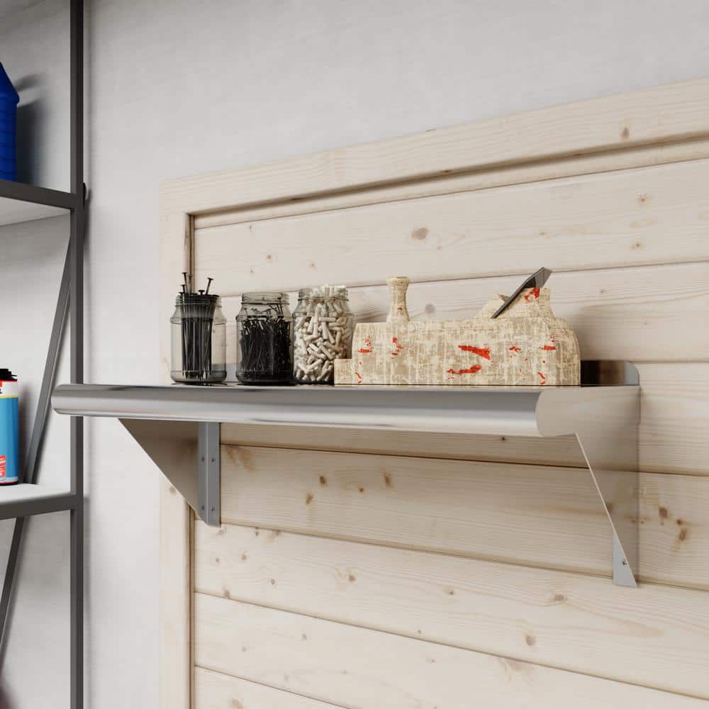 24" Long Stainless Steel Wall Shelf with Brackets