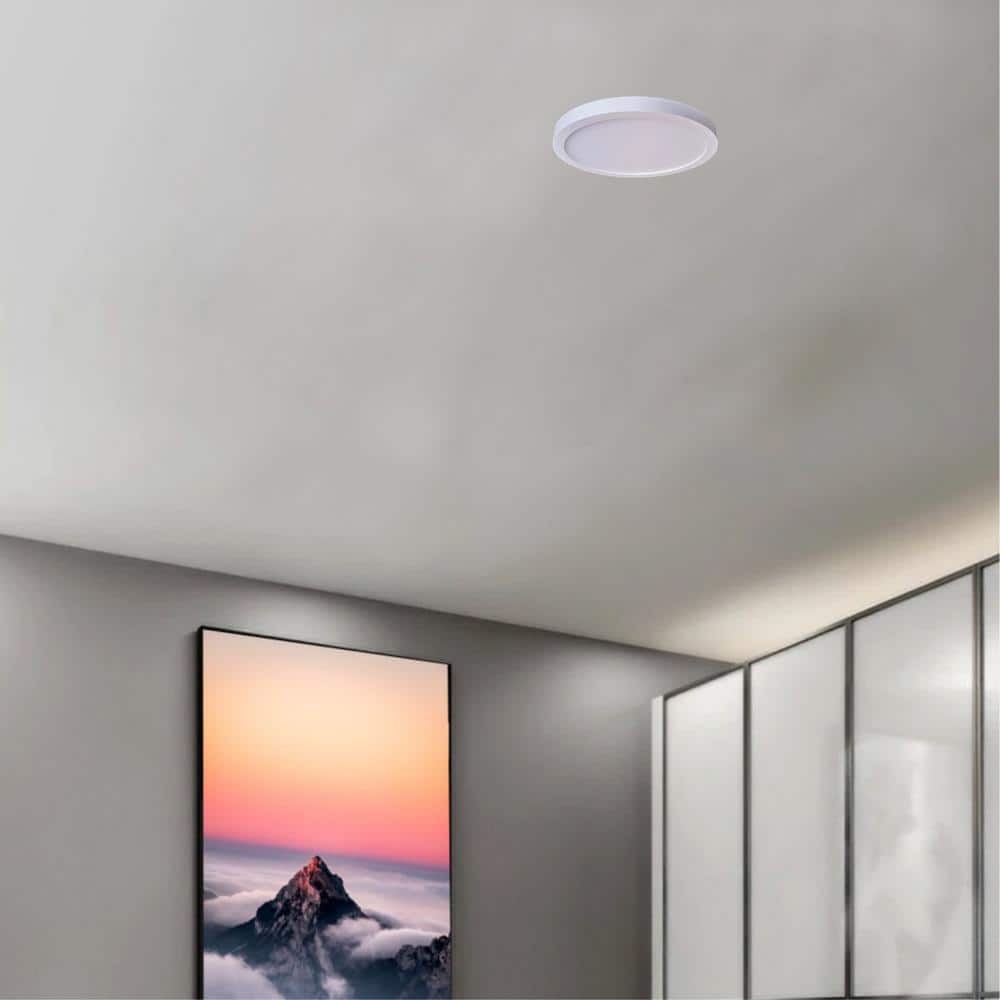 Nickel 7-Inch Round Slim LED Flush Mount Ceiling Light