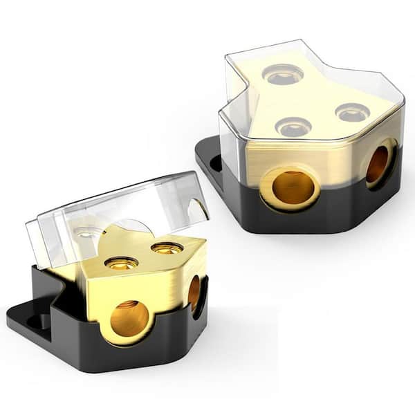 OBJLGEV 2 Way Amp Power Distribution Block Car Audio Splitter for Vehicles Boats with Clear Cover 2-Pieces