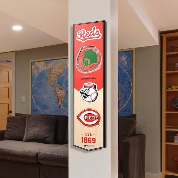 YouTheFan MLB Cincinnati Reds Wooden 8 in. x 32 in. 3D Stadium