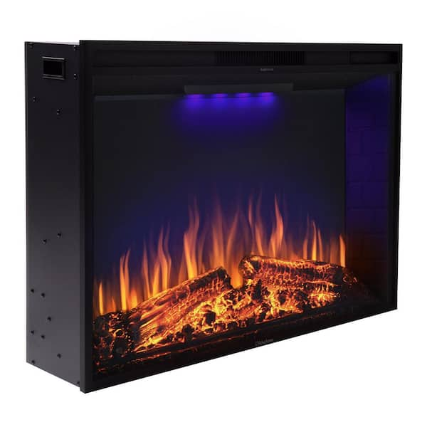 Valuxhome 33 in. Black Electric Fireplace Insert with Thin Trim Adjustable  Flame 3 Color Top Light Valux30ZL-HD - The Home Depot