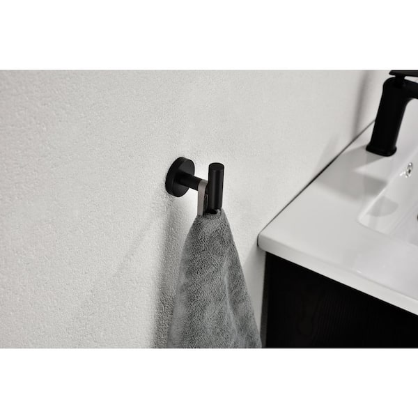 Tudoccy 5-Pieces Matte Black Bathroom Hardware Set SUS304 Stainless Steel  Round Wall Mounted - Includes 16 Hand Towel Bar, Toilet Paper Holder, 3