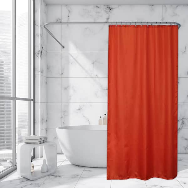Extra Long 79 in. Orange Shower Curtain Polyester 12 Rings 1204120 - The  Home Depot