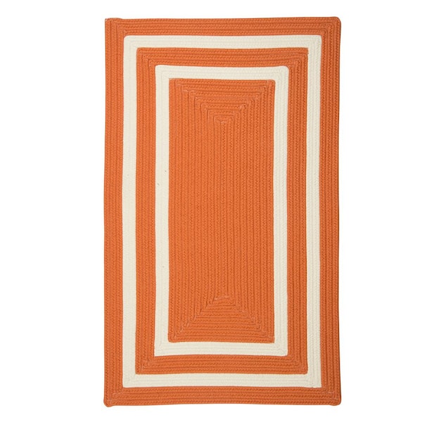 Home Decorators Collection Griffin Border Orange/White 7 ft. x 9 ft. Braided Indoor/Outdoor Patio Area Rug