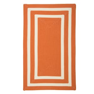 Griffin Border Orange/White 8 ft. x 11 ft. Braided Indoor/Outdoor Patio Area Rug